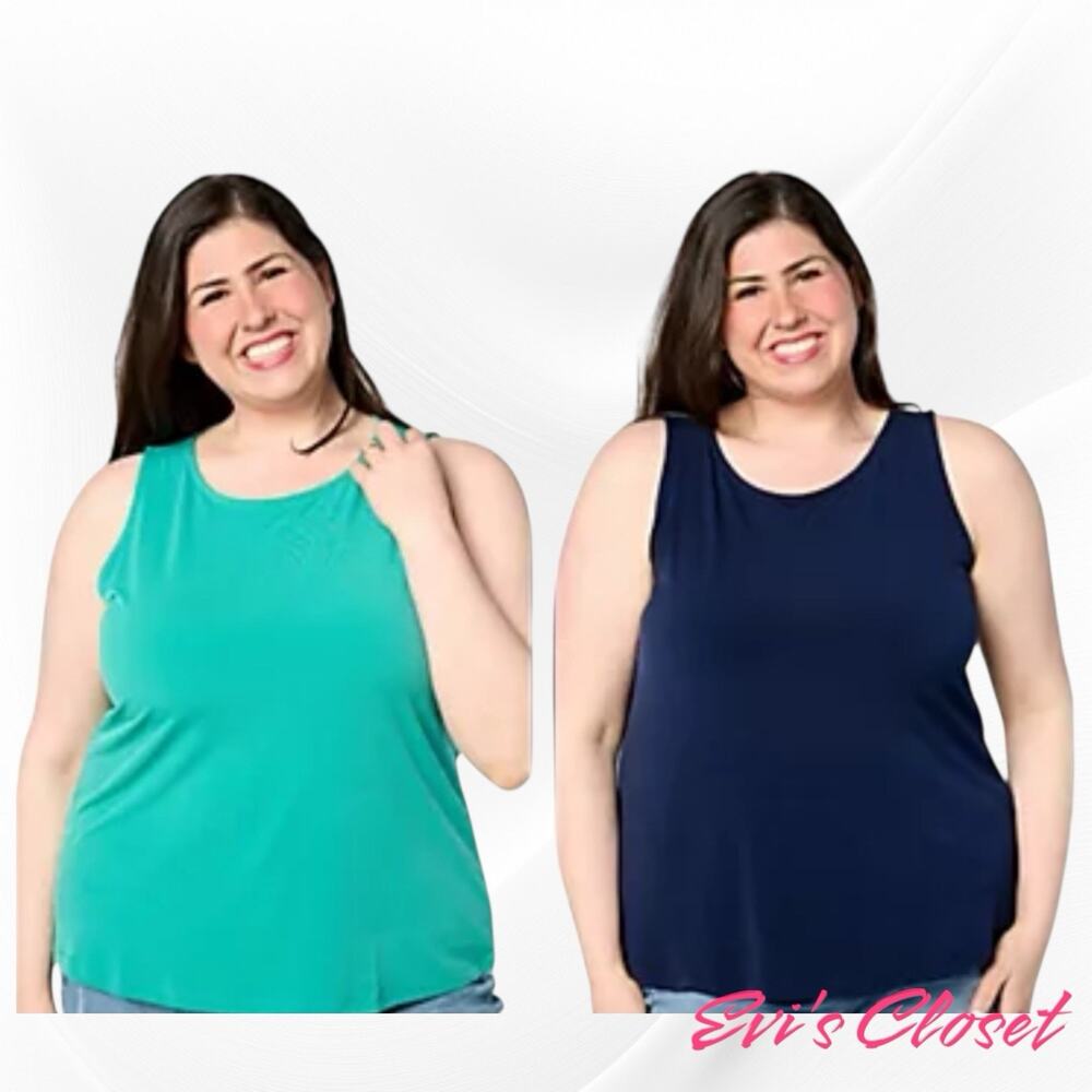 Susan Graver Women’s Plus Liquid Tank Top Tunic Size 2X Turquoise Sleeveless